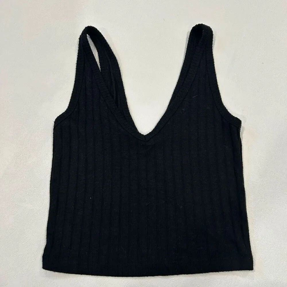 Abercrombie & Fitch Black Ribbed V-Neck Tank Top Women’s XS